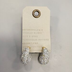 NWT Anthropologie Gold-Tone Petra Pave Large Drop Earrings